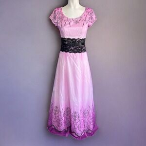 vintage Jody California pink and black formal prom dress